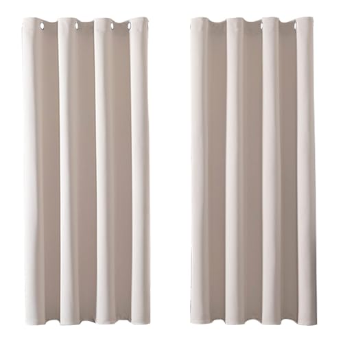 MRTREES Blickdichte Vorhänge Beige mit Ösen 2er Set, 180 cm Lang, 140 cm Breit, Vorhang Verdunkelung Thermovorhänge Gegen Kälte Gardinen Kurz für Fenster Wohnzimmer Schlafzimmer von MRTREES