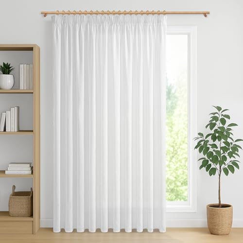 MRTREES Extra Breite Gardinen Leinenoptik Halbtransparent für Große Fenster Wohnzimmer, Vorhang Weiß Kräuselband 1 Stück 240 cm Lang 300 cm Breit Vorhänge Weiss für Schienen Leinen Schlafzimmer MRTREES Extra Breite Gardinen Leinenoptik Halbtransparent für Große Fenster Wohnzimmer, Vorhang Weiß Kräuselband 1 Stück 240 cm Lang 300 cm Breit Vorhänge Weiss für Schienen Leinen Schlafzimmer von MRTREES