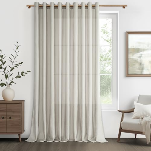 MRTREES Extra Breite Gardinen mit Ösen Leinen Halbtransparent für Große Fenster Wohnzimmer Schlafzimmer Modern 1 Stück, Vorhangschal Vorhänge Leinenoptik 240 cm Lang 300 cm Breit von MRTREES