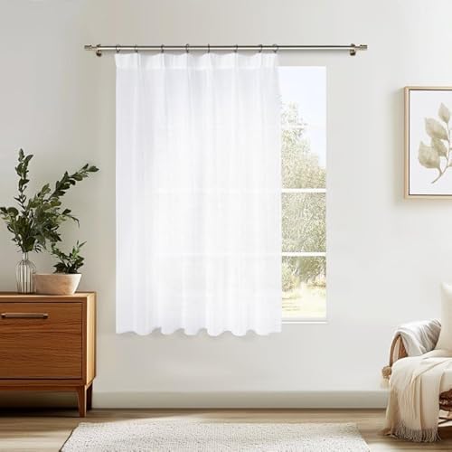 MRTREES Gardine Weiß Transparent 170x200cm (HXB) 1er Set Kinderzimmer Voile Gardinen Mädchen mit Kräuselband Vorhänge Halbtransparent für Schiene Extra Breite Vorhänge Boho Style von MRTREES