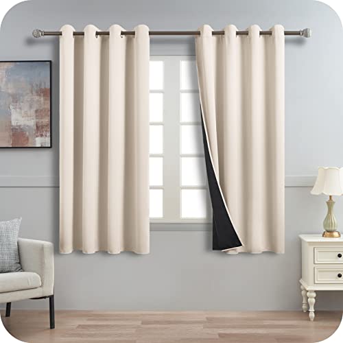 MRTREES Gardinen Blickdicht Beige Vorhänge mit Ösen 2er Set Vorhang Blickdicht Verdunklungsvorhänge Blackout Curtain Abdunklungsgardinen Kinderzimmer 145x140 cm (HxB) von MRTREES