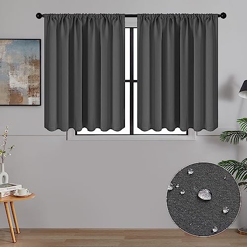 MRTREES Gardinen Kurz Verdunklungsvorhänge Vorhang Blickdicht Küchengardinen 2er Set Scheibengardine Dekoschal für Wohnzimmer Schlafzimmer 90x60cm(HxB) Anthrazit Vorhänge von MRTREES