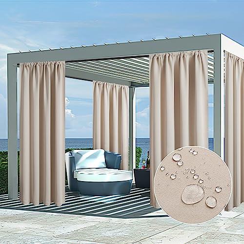 MRTREES Gardinen Verdunklungsvorhänge Blickdicht Vorhang Thermovorhang Schlaufenschal 2er Set für Wohnzimmer Schlafzimmer 225x140cm(HxB) Beige Vorhänge von MRTREES