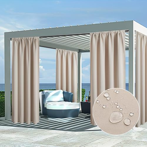 MRTREES Gardinen Verdunklungsvorhänge Blickdicht Vorhang Thermovorhang Schlaufenschal 2er Set für Wohnzimmer Schlafzimmer 240x140cm(HxB) Beige Vorhänge von MRTREES