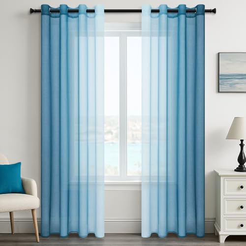 MRTREES Gardinen Voile mit Ösen Wohnzimmer Modern 2er Set Farbverlauf Tealblau, Vorhang Transparent Ösenschal 240 cm Lang 140 cm Breit Vorhänge Durchsichtig für Schlafzimmer Kinderzimmer MRTREES Gardinen Voile mit Ösen Wohnzimmer Modern 2er Set Farbverlauf Tealblau, Vorhang Transparent Ösenschal 240 cm Lang 140 cm Breit Vorhänge Durchsichtig für Schlafzimmer Kinderzimmer von MRTREES
