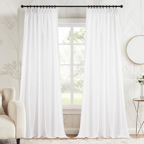 MRTREES Gardinen Weiss Voile Gardine Wohnzimmer Vorhänge mit Kräuselband Transparent Vorhang für Schlafzimmer 260 x 132cm (H x B) 2er-Pack von MRTREES