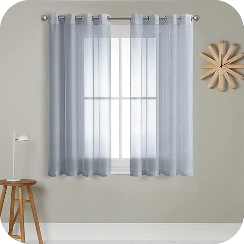 MRTREES Gardinen mit Ösen Kurz 2er Set, Vorhänge Grau Wohnzimmer und Küche Modern, 150 cm Lang 140 cm Breit, Transparente Fenster Gardine Durchsichtig Ösenvorhänge Schals Dekoration MRTREES Gardinen mit Ösen Kurz 2er Set, Vorhänge Grau Wohnzimmer und Küche Modern, 150 cm Lang 140 cm Breit, Transparente Fenster Gardine Durchsichtig Ösenvorhänge Schals Dekoration von MRTREES