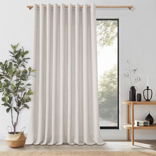 MRTREES Gardinen mit Ösen Leinen Halbtransparent für Große Fenster, 240 cm Lang, 200 cm Breit, 1 Stück Landhaus Gardine Wohnzimmer Vorhänge Ösenschal, Vorhang Leinenoptik Lichtdurchlässig von MRTREES