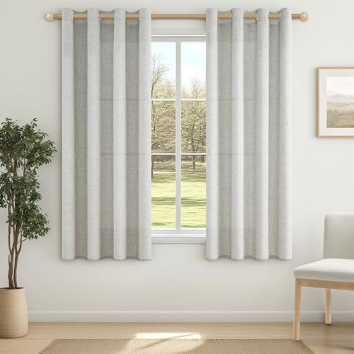 MRTREES Leinen Gardinen Halbtransparent Kurz Fenster Vorhang Leinenoptik mit Ösen 160 cm Lang, 140 cm Breit, Vorhänge Ösenschal 2er Set für Küche Wohnzimmer Schlafzimmer, Eierschalenweiß MRTREES Leinen Gardinen Halbtransparent Kurz Fenster Vorhang Leinenoptik mit Ösen 160 cm Lang, 140 cm Breit, Vorhänge Ösenschal 2er Set für Küche Wohnzimmer Schlafzimmer, Eierschalenweiß von MRTREES