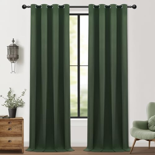 MRTREES Thermovorhang Kälteschutz Wohnzimmer 100% Blackout Curtain, Vorhang Blickdicht Leinenoptik Vintage 2er Set, Vorhänge mit Ösen 245 cm Lang, Gardinen Schlafzimmer 132 cm Breit, Oliv-grün MRTREES Thermovorhang Kälteschutz Wohnzimmer 100% Blackout Curtain, Vorhang Blickdicht Leinenoptik Vintage 2er Set, Vorhänge mit Ösen 245 cm Lang, Gardinen Schlafzimmer 132 cm Breit, Oliv-grün von MRTREES