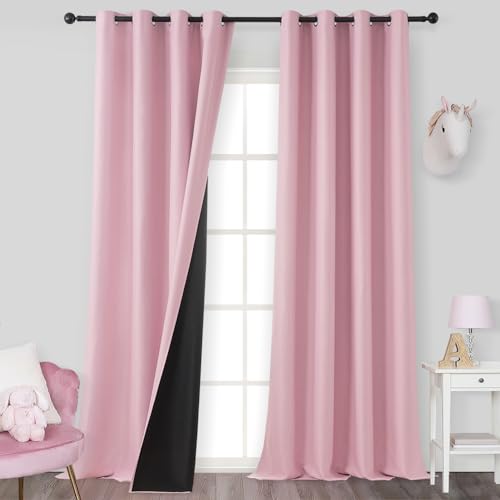 MRTREES Verdunkelungsvorhänge 245x140 cm (HxB) Ösenvorhänge 2er Set Ösenvorhänge Vorhänge Rosa Blickdicht Sonnenschutz Thermische Verdunkelungsvorhänge von MRTREES