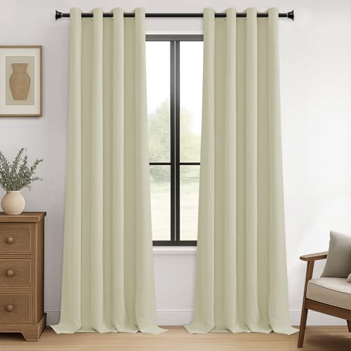 MRTREES Verdunkelungsvorhang Beige Thermogardienen Kälteschutz Vorhänge Blickdicht mit Ösen 2er Set, 265 cm Lang, 140 cm Breit, Gardine für Wohnzimmer Schlafzimmer Modern von MRTREES