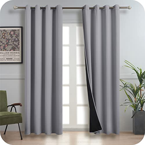 MRTREES Verdunkelungsvorhang Ösen Gardinen Hellgrau Verdunkelung 225x140 cm (HxB) Vorhang Blickdicht Blackout Curtain Leinenoptik Verdunklungsgardine 2er Set Schlafzimmer Thermovorhang von MRTREES