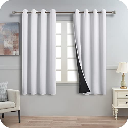 MRTREES Vorhänge mit Ösen Vorhang Weiß-grau Blickdicht 100% Verdunklungsvorhänge kinderzimmer 160 cm Lang, 140 cm Breit, Blackout Curtain Gardine Kurz für Schlafzimmer Modern von MRTREES