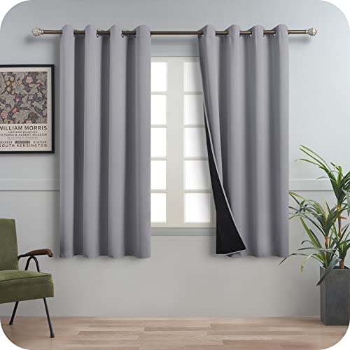 MRTREES Verdunklungsvorhänge Vorhang Hellgrau Verdunklungsvorhänge 2er Set Blackout Vorhang Vorhänge Wohnzimmer Gardine Kurz Blickdicht Vorhang Sonnendicht 160x140 cm (HxB) von MRTREES