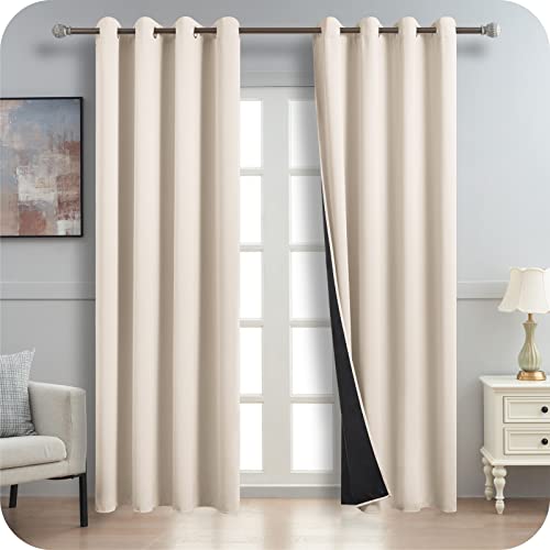 MRTREES Verdunklungsvorhänge Beige Vorhang Sonnendicht 100% Gardine Blickdicht, 245 cm Lang, 140 cm Breit, Gardinen Ösen 2er Set, Thermogardine Blackout Curtains Living Room von MRTREES