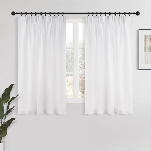MRTREES Voile vorhänge kurz halbtransparente gardinen, vorhänge,gardine mit kräuselband für schiene, gardinen 160 cm hoch kräuselband,gardine kräuselband weiß 2er Set von MRTREES