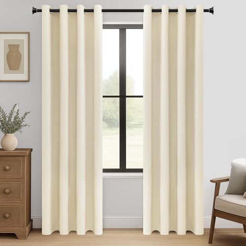 MRTREES Vorhänge Blickdicht Beige Gardinen mit Ösen 2er Set, 230 cm Lang, 140 cm Breit, Verdunklungsvorhänge Thermovorhang Gegen Kälte für Wohnzimmer Kinderzimmer Blackout Curtain MRTREES Vorhänge Blickdicht Beige Gardinen mit Ösen 2er Set, 230 cm Lang, 140 cm Breit, Verdunklungsvorhänge Thermovorhang Gegen Kälte für Wohnzimmer Kinderzimmer Blackout Curtain von MRTREES