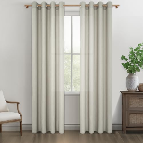 MRTREES Vorhänge mit Ösen Leinen Halbtransparent für Schlafzimmer 2er Set, Gardinen Schal 240 cm Lang 140 cm Breit, Schlichter Leinenvorhan Wohnzimmer Fenster, Curtains Living Room von MRTREES