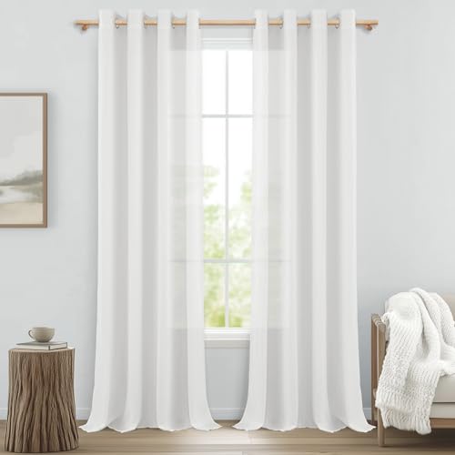 MRTREES Vorhänge mit Ösen Weiss Leinenoptik Halbtransparent für Schlafzimmer 2er Set, Gardinen Weiß Leinen 245 cm Lang 140 cm Breit, Luftiger Vorhang Wohnzimmer Fenster Curtains Living Room MRTREES Vorhänge mit Ösen Weiss Leinenoptik Halbtransparent für Schlafzimmer 2er Set, Gardinen Weiß Leinen 245 cm Lang 140 cm Breit, Luftiger Vorhang Wohnzimmer Fenster Curtains Living Room von MRTREES