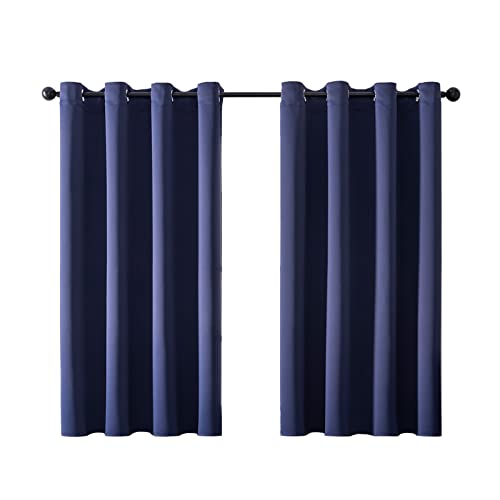 MRTREES Vorhang Blickdicht Gardinen Thermovorhang mit Ösen Verdunklungsvorhang Ösenschal Vorhänge Modern 167x117cm(H×B) Dunkelblau 2er Set für Hotels Büros Wohnzimmer Schlafzimmer Kinderzimmer von MRTREES