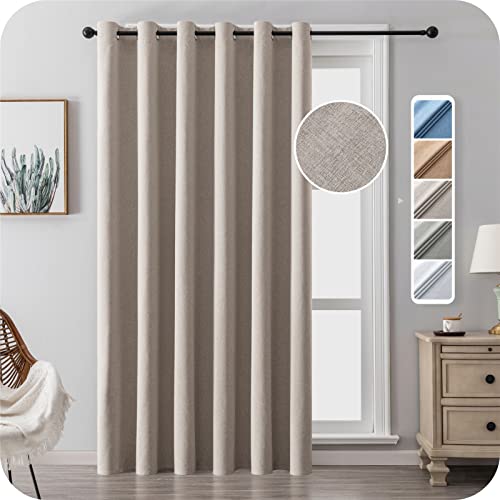 MRTREES Vorhang Blickdicht Thermo Gardinen mit Ösen 100% Verdunklungsvorhang Ösenschal Vorhänge Leinen kurz Beige 228×228cm(H×B) für Wohnzimmer Kinderzimmer Schlafzimmer im Modernen Stil 1er Set von MRTREES