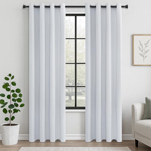 MRTREES Vorhang Blickdicht Weiß-grau mit Ösen 2er Set, 220 cm Lang, 140 cm Breit, Blickdichte Vorhänge Thermovorhänge Gegen Kälte Gardinen Wohnzimmer Schlafzimmer Blackout Curtain von MRTREES