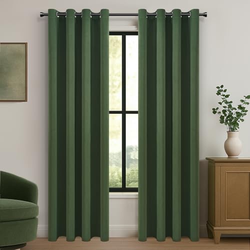 MRTREES Vorhang Blickdicht mit Ösen Thermovorhang Oliv-Grün 2er Set, Blickdichte Vorhänge 240 cm Lang 140 cm Breit, Gardinenschals für Wohnzimmer Schlafzimmer Kinderzimmer, Blackout Curtain von MRTREES