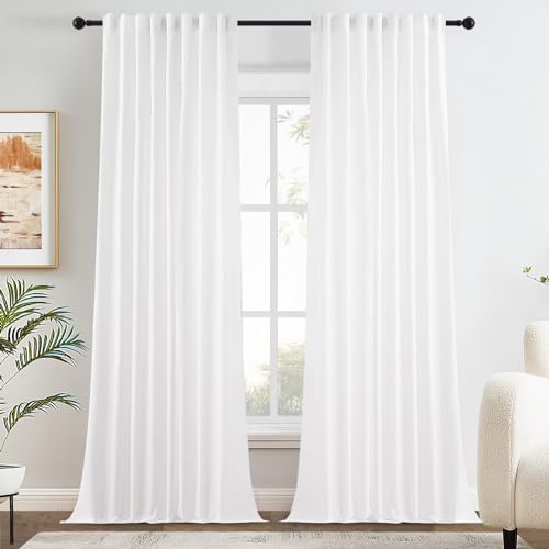 MRTREES Vorhang Halbtransparent Voile Gardinen mit Kräuselband Gardine Weiß Schals für Wohnzimmer Schlafzimmer 245 x 132cm (H x B) 2er Set von MRTREES