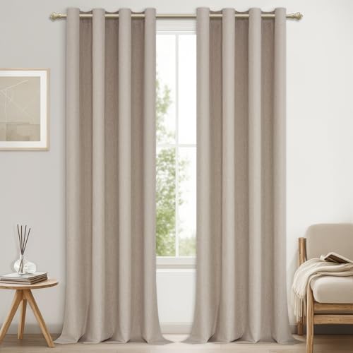 MRTREES Vorhang Lichtundurchlässig Leinen Schlafzimmer 2er Set 100% Blackout Curtain Vorhänge Blickdicht Leinenoptik 260 cm Lang 140 cm Breit Stores Gardinen mit Ösen für Wohnzimmer MRTREES Vorhang Lichtundurchlässig Leinen Schlafzimmer 2er Set 100% Blackout Curtain Vorhänge Blickdicht Leinenoptik 260 cm Lang 140 cm Breit Stores Gardinen mit Ösen für Wohnzimmer von MRTREES