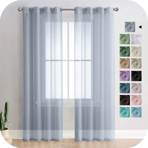 MRTREES gardinen grau 2er Set, vorhänge 230 cm lang 140 cm breit, gardinen Wohnzimmer modern, Schlafzimmer gardinen und vorhänge lichtdurchlässig von MRTREES
