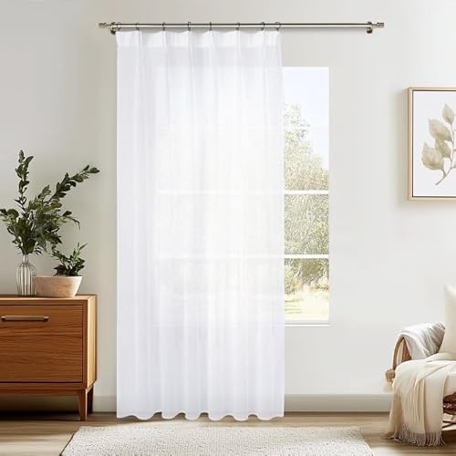 MRTREES vorhänge mit kräuselband 245cm lang 200cm breit gardinen weiß mit kräuselband gardine mit kräuselband für schiene Vorhang kräuselband 1er Set weiß halbtransparent 1 Stücke Stores von MRTREES