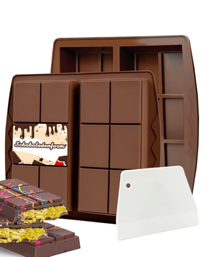 Schokoladenform Silikon 2 Stück Schokoladen Silikonform Schokoladentafel Form Mit 1 Schaber Dubai Schokoladenform Tief Chocolate Mold für Schokolade Praline Süßigkeiten von MRUN BONE