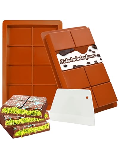 Schokoladenform Silikon Tief Schokoladen Form 2 Stück Silikonform Schokolade Mit 1 Schaber Schokoladentafel Chocolate Silikon Form für Dubai Schokolade Praline Süßigkeiten von MRUN BONE