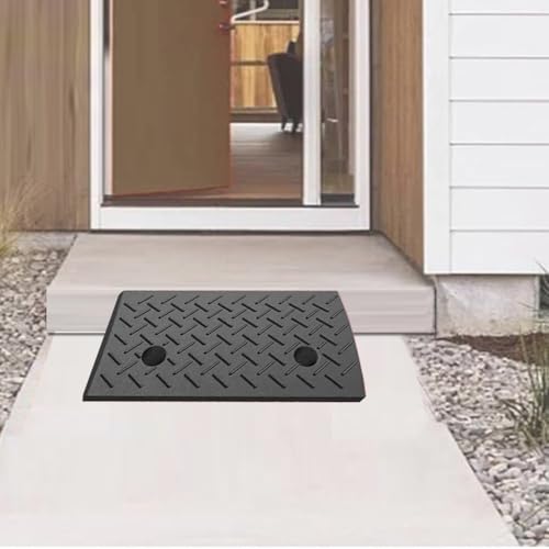 MRVAKDYDI Die klappbare Rollstuhlrampe Gummi-Bordsteinrampe for Rollstuhlschwelle, Schuppen, Garage, Schwarz, mehrere Größen(50x25x9cm) von MRVAKDYDI
