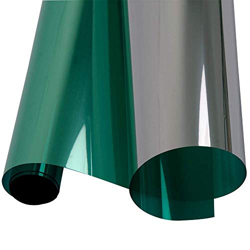 MRVAKDYDI Fensterfolie Sichtschutzfolie, Sichtschutzfolie Fensterfolie Grün Silber Selbstklebend Anti-UV Wärmedämmung 3,0m x 20-70cm(35cmx3.0) von MRVAKDYDI