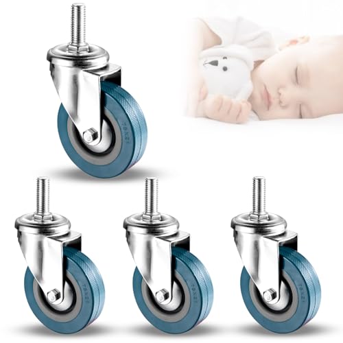 MRVAKDYDI Hochbelastbare Lenkrollen, 4 Stück Möbelrollen mit Bremsen PVC-Lenkrollen 65 mm/75 mm M10/M12 Gewinde(Swivel,65MM/M10) von MRVAKDYDI
