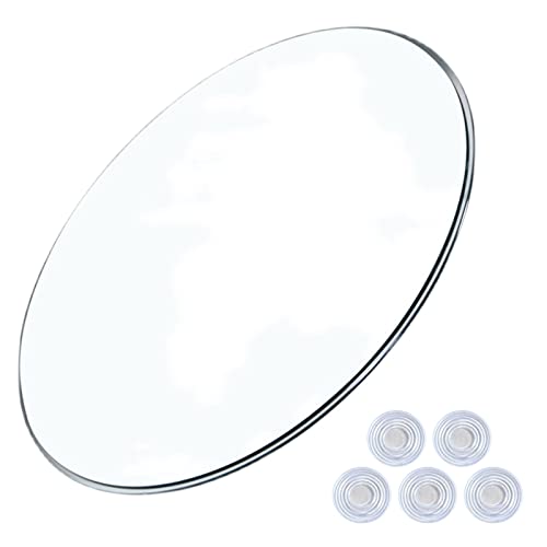 MRVAKDYDI Transparente runde Tischplatte aus Glas, Runde Tischplatte aus klarem gehärtetem Glas, 35–100 cm (14–40 Zoll), mit Rutschfester Unterlage(80cm/32In) von MRVAKDYDI