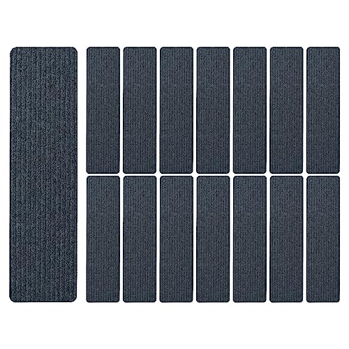 MRVAKDYDI Treppenläufer-Teppiche, Treppenstufen-Packung mit 15 Polyester-Teppichmatten for den Innenbereich, Mehrfarbig(Dark Gray) von MRVAKDYDI