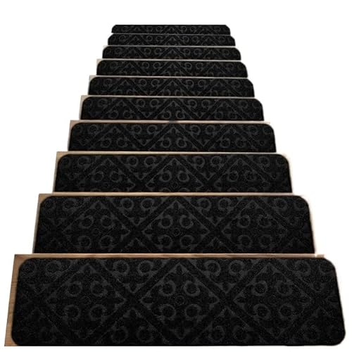 MRVAKDYDI Treppenläufer-Teppiche, Treppenstufen Polyester 76x20cm Packung mit 10 oder 14 Stück Mehrfarbig(1,14pcs) von MRVAKDYDI