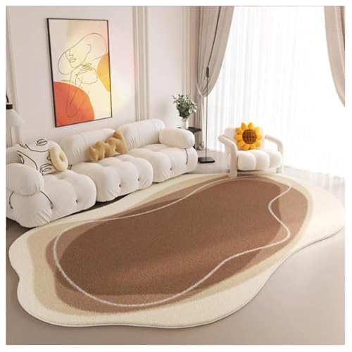 MRVAKDYDI Weiche Heimtextilien Teppiche Wohnzimmer, Moderner, unregelmäßig geformter Teppich, rutschfest, minimalistischer Teppich for Wohnzimmer, Esszimmer, Schlafzimmer(Brown,140 x 200 cm) von MRVAKDYDI