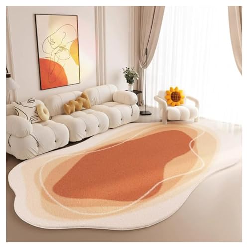MRVAKDYDI Weiche Heimtextilien Teppiche Wohnzimmer, Moderner, unregelmäßig geformter Teppich, rutschfest, minimalistischer Teppich for Wohnzimmer, Esszimmer, Schlafzimmer(Orange,160 x 230 cm) von MRVAKDYDI