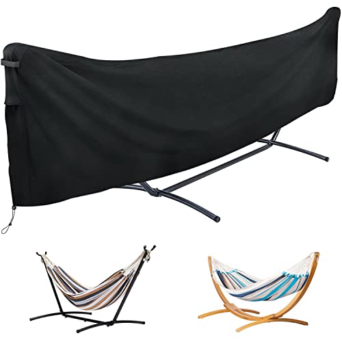 MRWiZMS Hängematte Abdeckung Wasserdicht, 420D Oxford, Schwarz, Geeignet für Outdoor Hängematte und Doppelhängematte mit Gestell, Winddicht, Kältebeständig (310 x 17 x 80 cm) von MRWiZMS