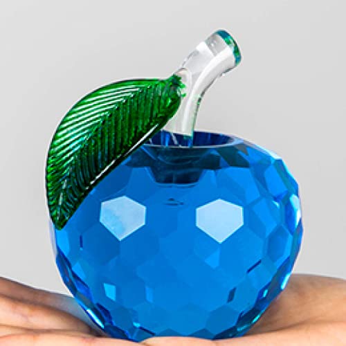 MRXFN Natürlicher Kristall Bunter Kristallapfel Facettierter Kristallstein Briefbeschwerer Glastisch Handwerk Weihnachten Heimdekoration Wächter Geschenke 1pc (Color : Light Blue, Size : 50mm) von MRXFN