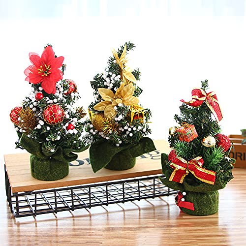 Weihnachtsdekoration 9,8-Zoll-Mini-Weihnachtsbaum, Tischplatte, künstlicher Weihnachtsbaum mit Holzsockel, kleiner Weihnachtsbaum mit Beeren, Baumwolle und Tannenzapfen, Dekorationen for Weihnachtsfei von MRXFN