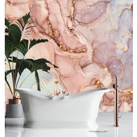 Rosa Marmor Tapete, Abnehmbares Wandbild, Schälen Und Aufkleben, Gold, Selbstklebende Fototapete von MRYinteriors