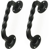 Ms Beschläge - 2er Set Antik rustikale Stoßgriffe Türbeschläge Schmiedeeisen Grifflänge 203 mm von MS BESCHLÄGE