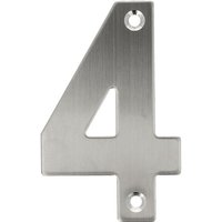 Ms Beschläge - Edelstahl Hausnummern 0-9 Buchstaben a-i matt gebürstet Hauswandziffern Türnummer 4 von MS BESCHLÄGE