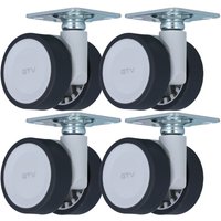 Laufrolle Doppel-Möbelrolle Ø 50mm Lenkrolle Anschraubplatte 4er Set Rolle von MS BESCHLÄGE