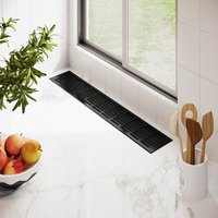Ms Beschläge - Aluminium Stegblech Schwarz 100mm x 800mm Lüftungsgitter Heizungsdeckel Lüftung ral 9005 von MS BESCHLÄGE
